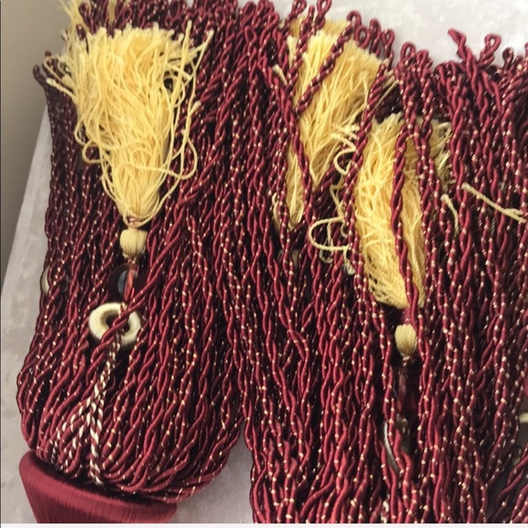 NWOT Custom Decorative elegant curtain tassel tiebacks with beading (set) - Picture 7 of 8